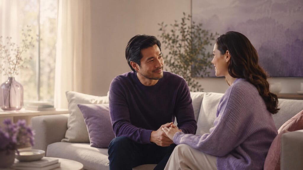 Pareja adulta conversando de cerca: el conflicto en la pareja como oportunidad de cercanía